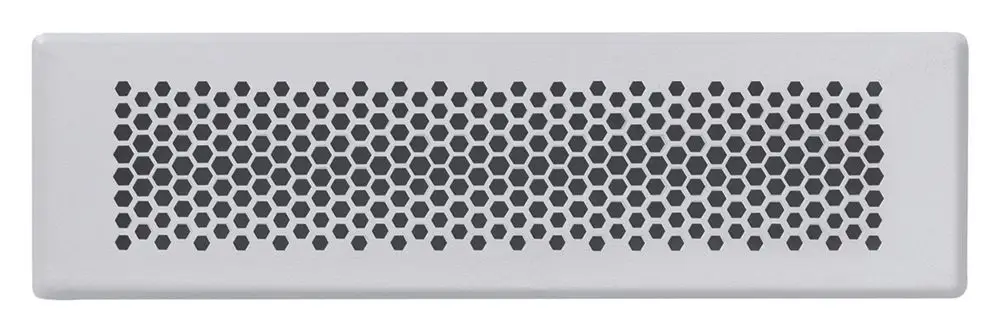 Rechteckige Abdeckblende mit hexagonalem Muster in Grau, passend für die Vaillant Heiztechnik, auf weißem Hintergrund.